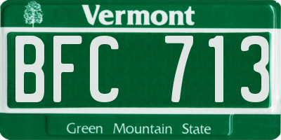 VT license plate BFC713