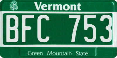VT license plate BFC753