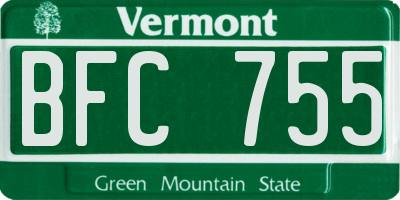 VT license plate BFC755
