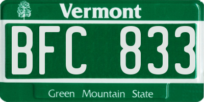 VT license plate BFC833