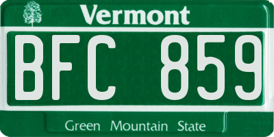 VT license plate BFC859