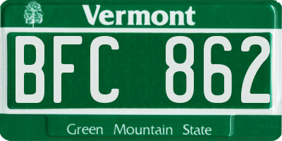 VT license plate BFC862