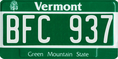 VT license plate BFC937