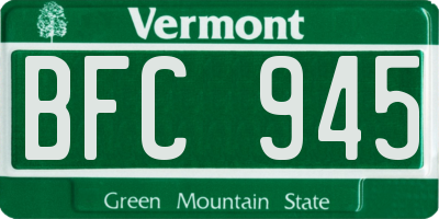VT license plate BFC945