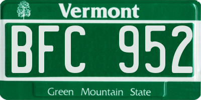VT license plate BFC952