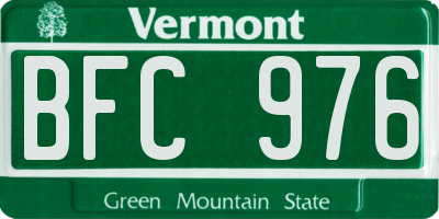 VT license plate BFC976
