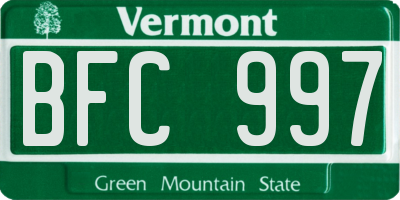 VT license plate BFC997