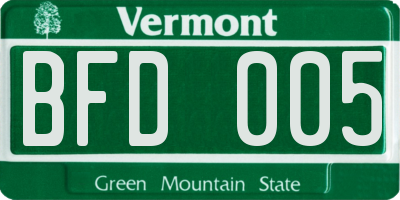 VT license plate BFD005
