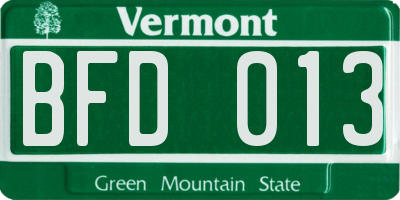VT license plate BFD013
