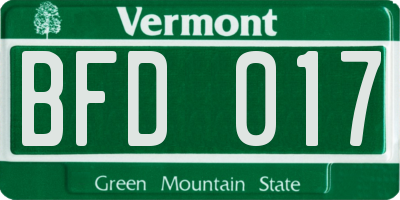 VT license plate BFD017