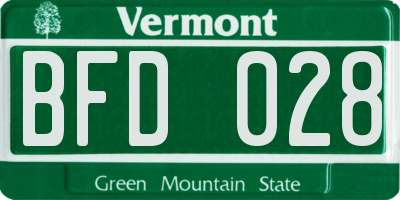 VT license plate BFD028