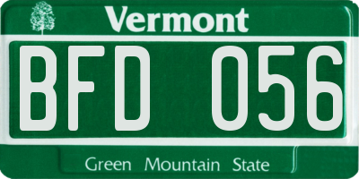 VT license plate BFD056