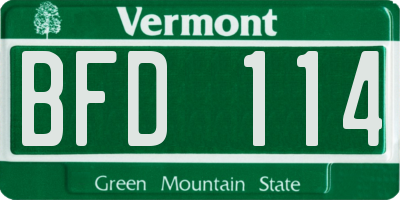 VT license plate BFD114