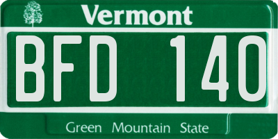 VT license plate BFD140