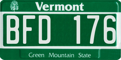 VT license plate BFD176