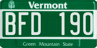 VT license plate BFD190