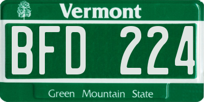 VT license plate BFD224