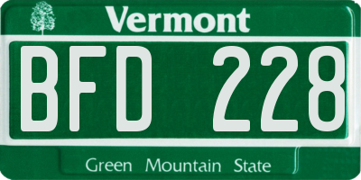 VT license plate BFD228