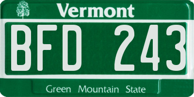 VT license plate BFD243