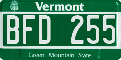VT license plate BFD255