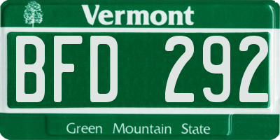 VT license plate BFD292