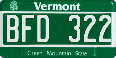 VT license plate BFD322