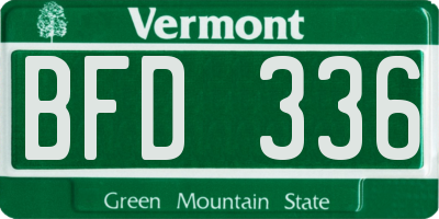 VT license plate BFD336