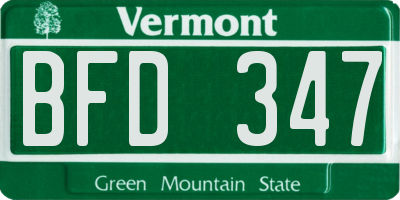 VT license plate BFD347