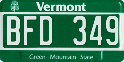 VT license plate BFD349
