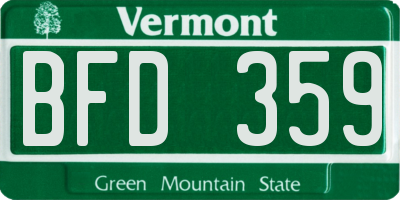 VT license plate BFD359