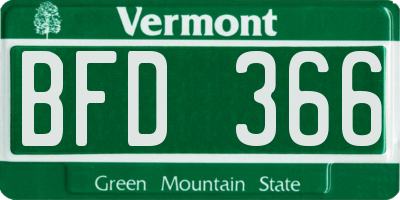 VT license plate BFD366