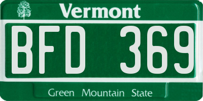 VT license plate BFD369