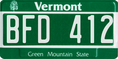 VT license plate BFD412