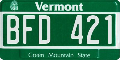 VT license plate BFD421
