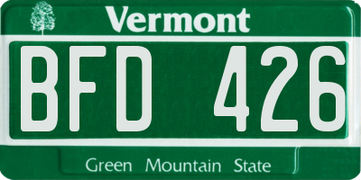 VT license plate BFD426