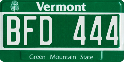 VT license plate BFD444
