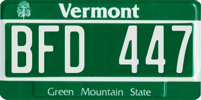 VT license plate BFD447