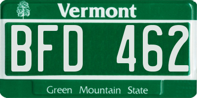 VT license plate BFD462