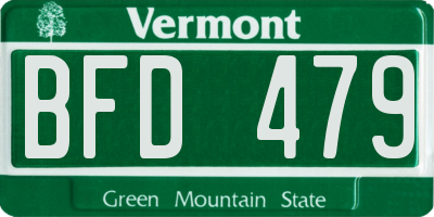 VT license plate BFD479