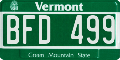 VT license plate BFD499