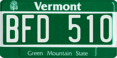 VT license plate BFD510