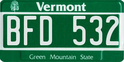 VT license plate BFD532