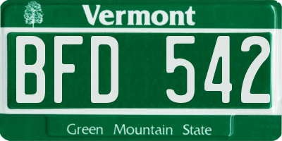 VT license plate BFD542