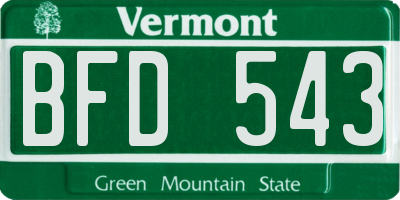 VT license plate BFD543