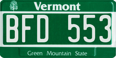 VT license plate BFD553
