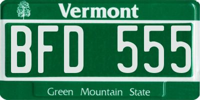VT license plate BFD555