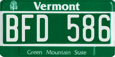 VT license plate BFD586