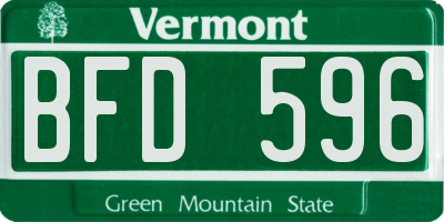 VT license plate BFD596