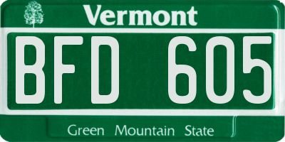 VT license plate BFD605