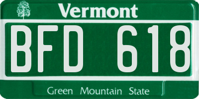 VT license plate BFD618